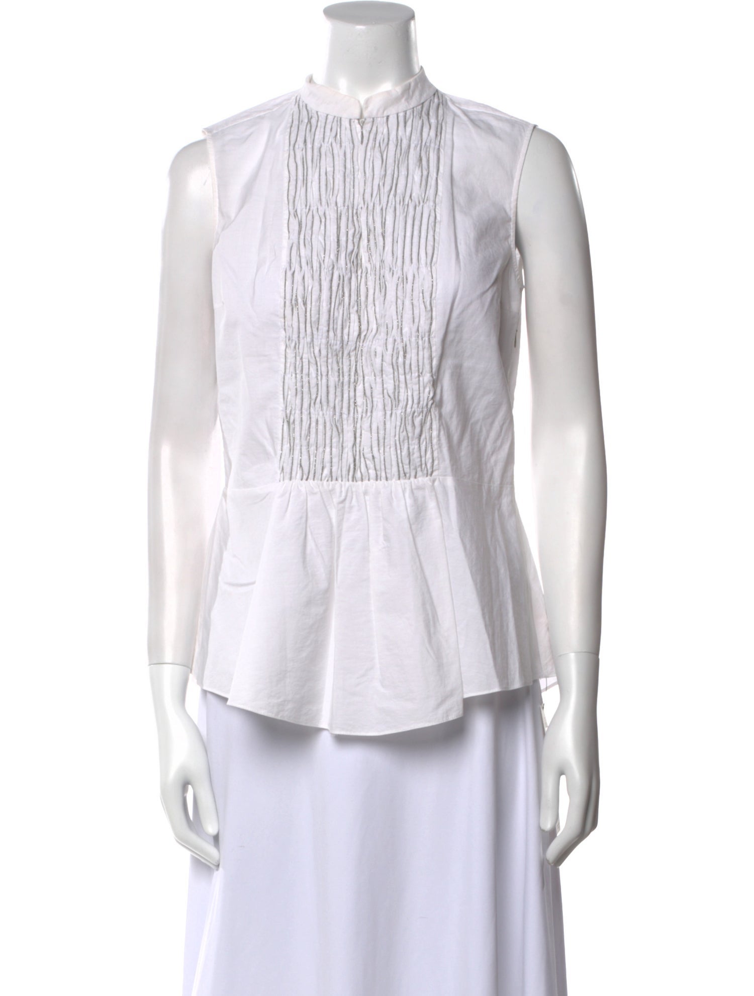 Brunello Cucinelli Striped Mock Neck Top